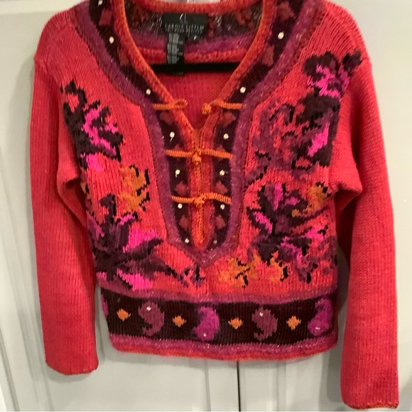Carole Little Sweaters - Carole Little Colorful Knit Pullover Sweater Petite Size 18.5” pit to pit